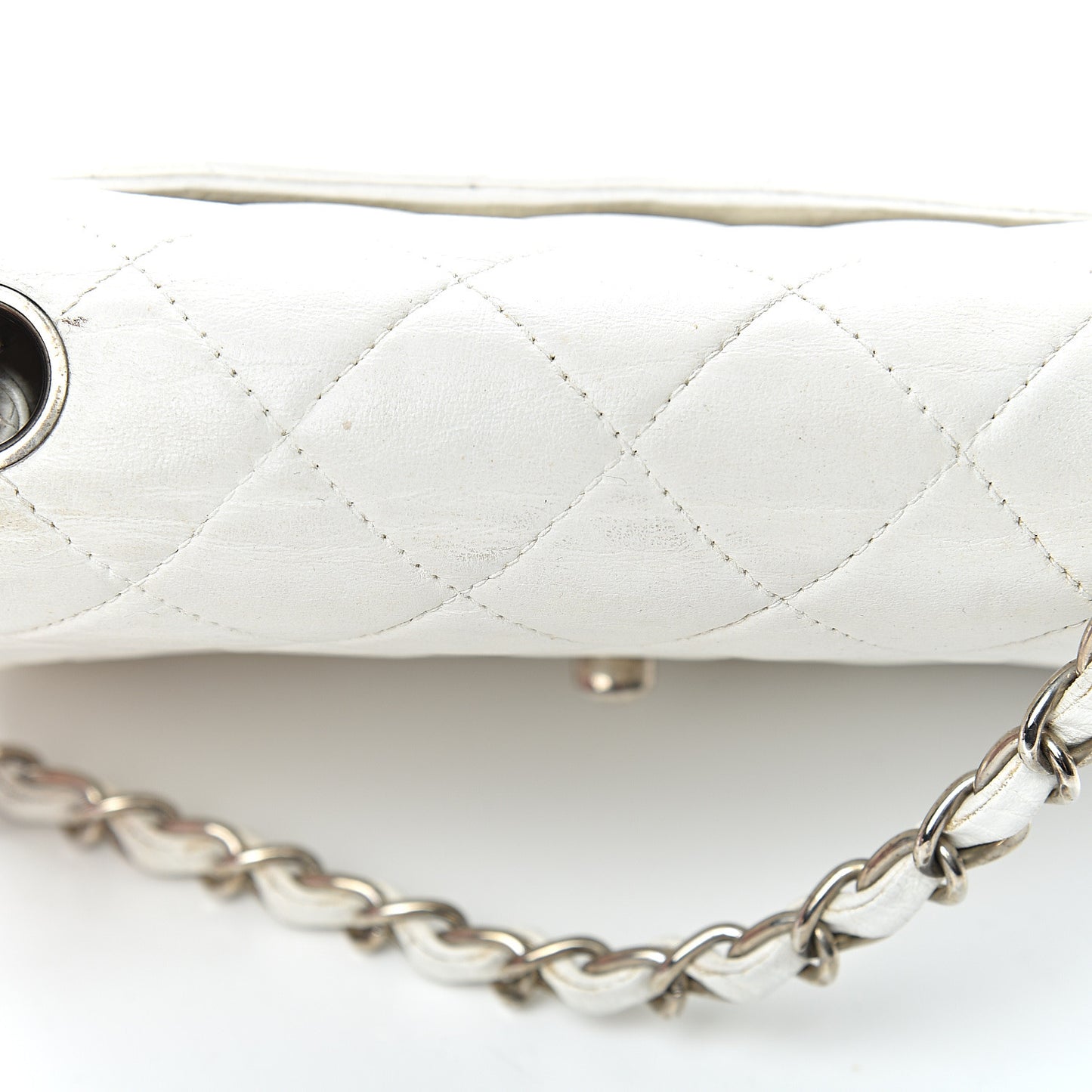 Lambskin Quilted Mini Square Flap White