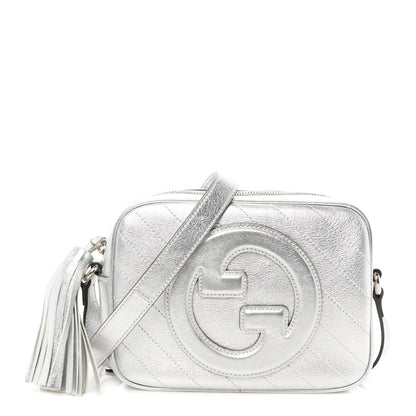 Gucci Metallic Sakai Be Green Calfskin Diagonal Stitched Small Blondie Shoulder Bag Silver 1 of 10