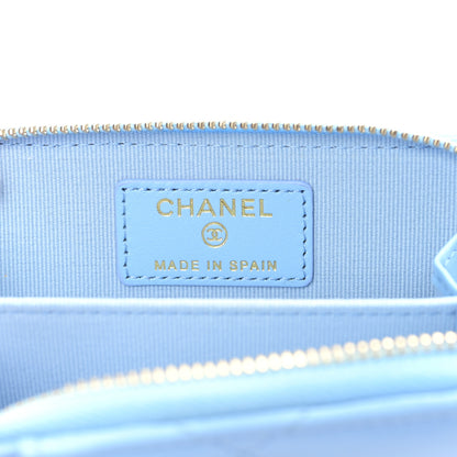 Chanel Lambskin Quilted Chanel 19 Vertical Zip Card Holder Wallet Light Blue 6 of 9