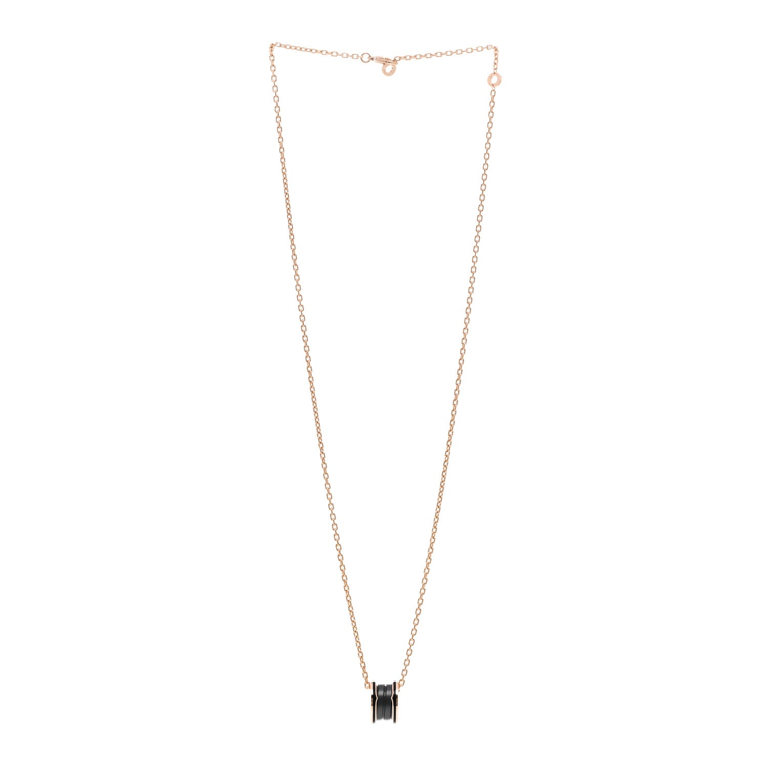 Bulgari 18K Rose Gold Black Matte Ceramic B.Zero1 Pendant Necklace 3 of 4