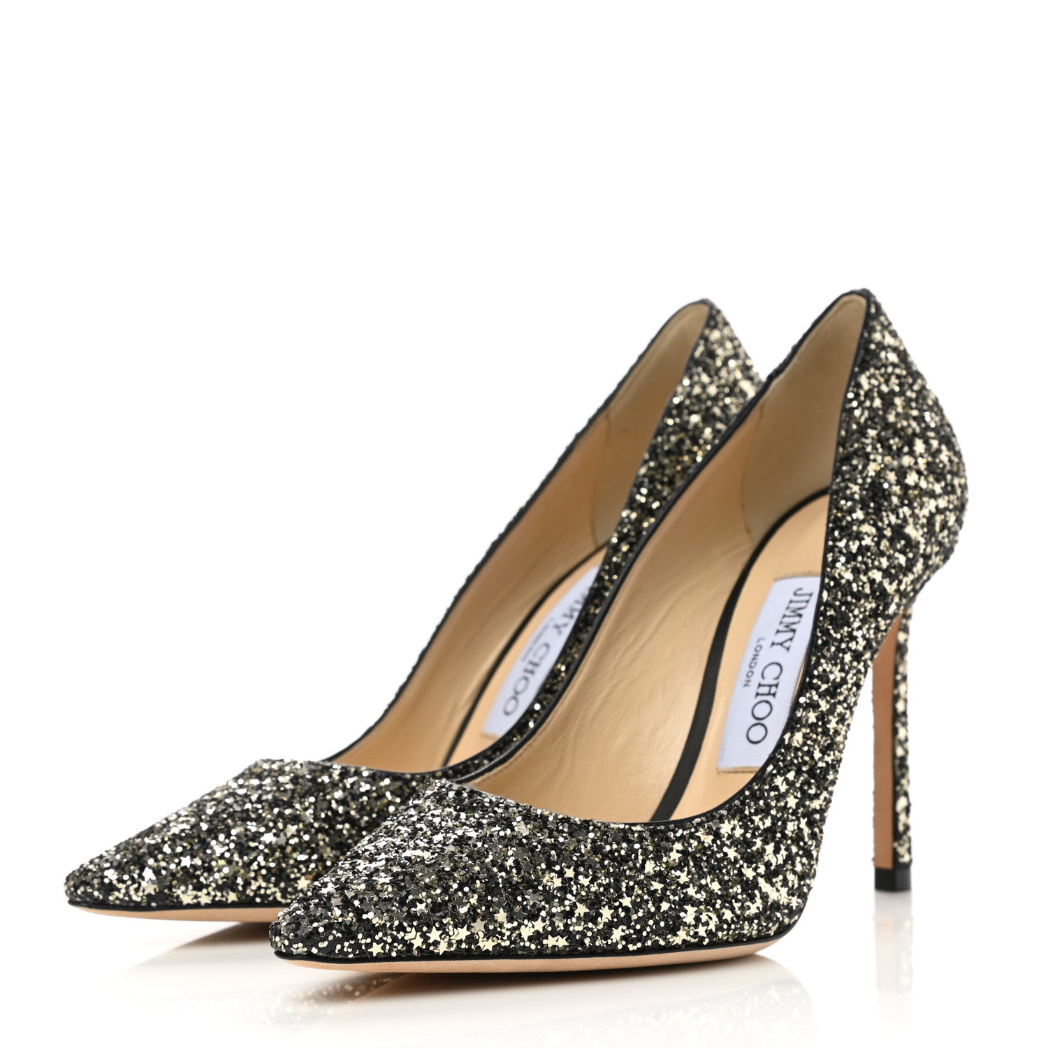 Jimmy Choo Coarse Star Glitter Romy 100 Pumps 35.5 Gold Mix 3 of 8