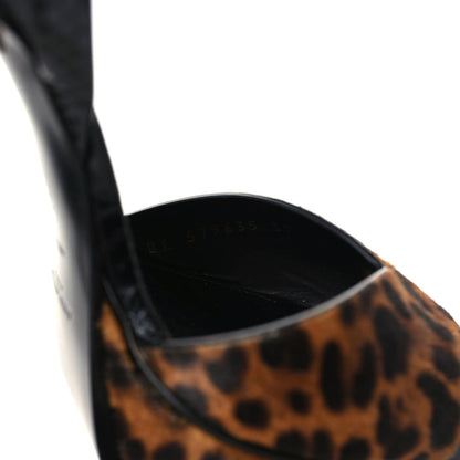 Saint Laurent Pony Hair Leopard Print Tribute 105 Platform Sandals 39 Naturale 9 of 10