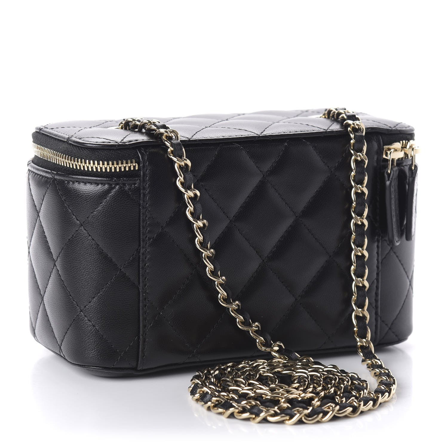 Chanel Lambskin Quilted Small Vanity Case With Chain Black 3 of 11