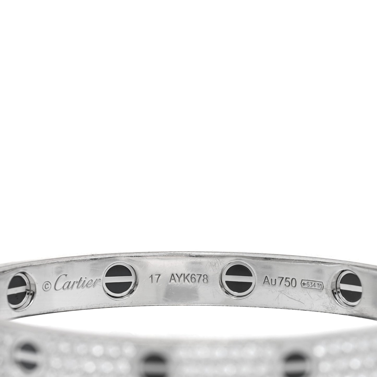 18K White Gold Diamond Ceramic LOVE Paved Bracelet 17