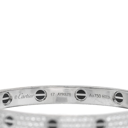 Cartier 18K White Gold Diamond Ceramic LOVE Paved Bracelet 17 3 of 3