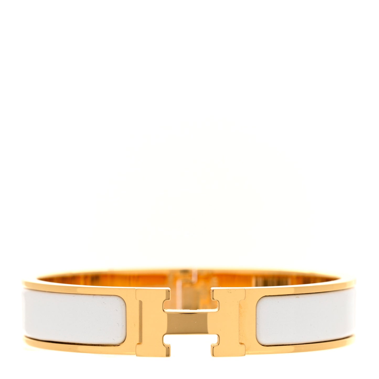 Enamel Narrow Clic Clac H Bracelet PM White