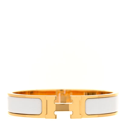 Hermes Enamel Narrow Clic Clac H Bracelet PM White 1 of 4