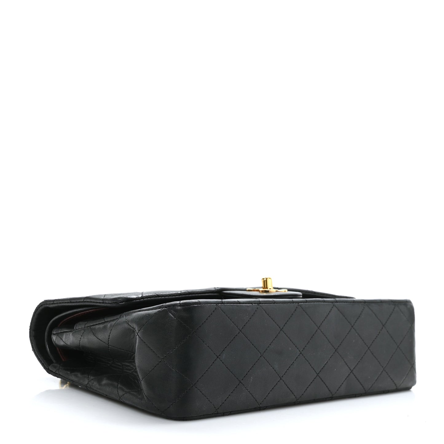 Lambskin Quilted Medium Double Flap Black