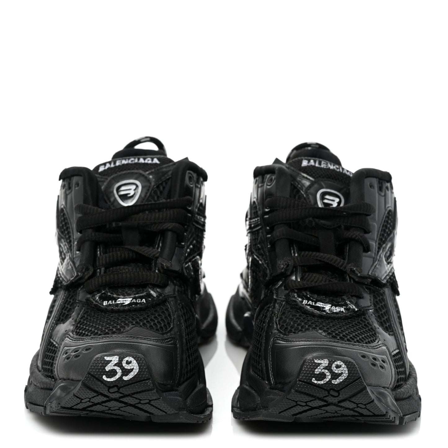 Mesh Rubber Monocolor Womens Runner Sneakers 39 Black
