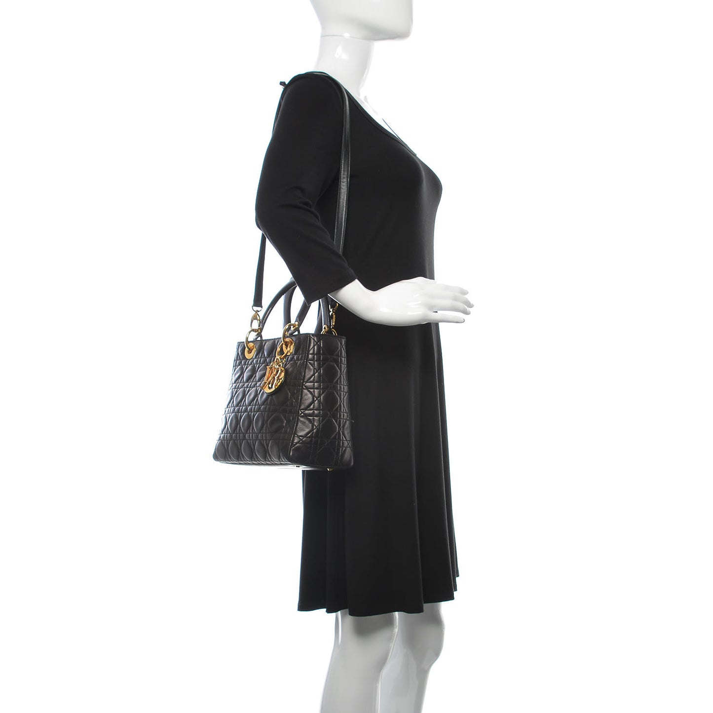 Lambskin Cannage Medium Lady Dior Black