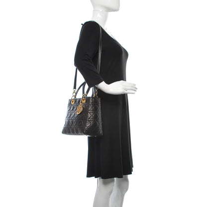 Christian Dior Lambskin Cannage Medium Lady Dior Black 2 of 18
