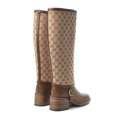 Gucci GG Monogram Calfskin Lola Tall Boots 40.5 Beige Ruggine Cuir 4 of 7