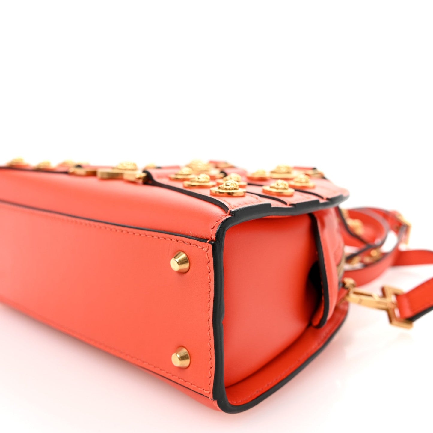 Calfskin Small Medallion Tribute Bowling Bag Orange