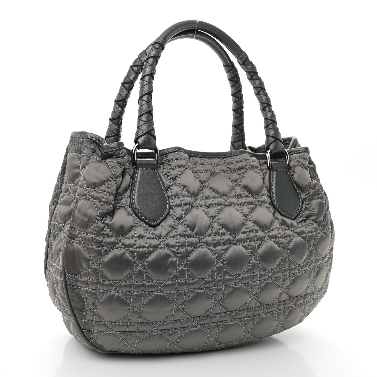 Christian Dior Nylon Cannage Tote Gray 3 of 10