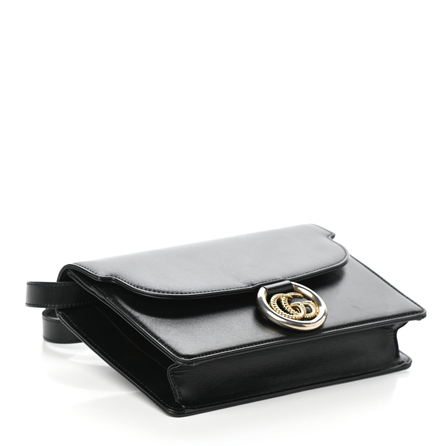 Textured Calfskin Small Torchon GG Ring Shoulder Bag Black