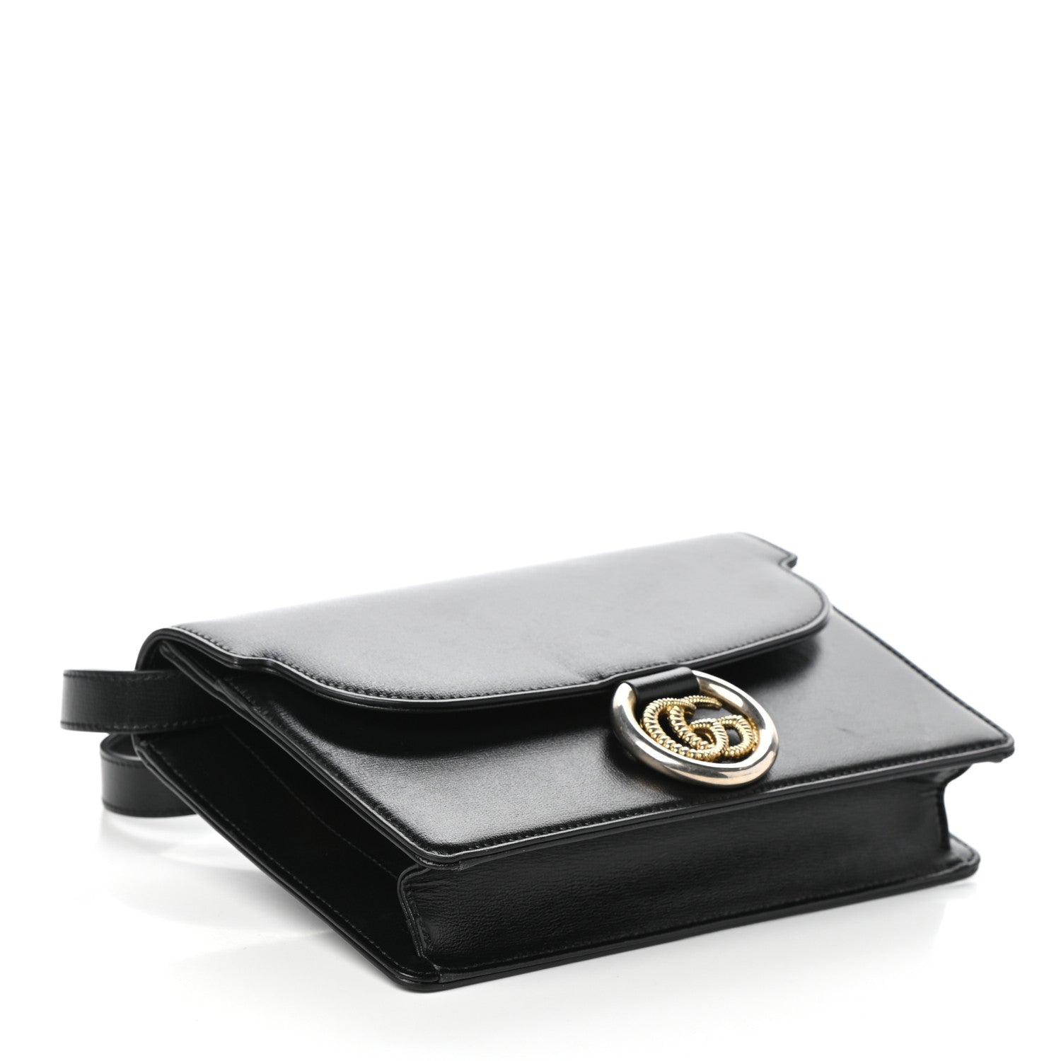 Gucci Textured Calfskin Small Torchon GG Ring Shoulder Bag Black 4 of 9