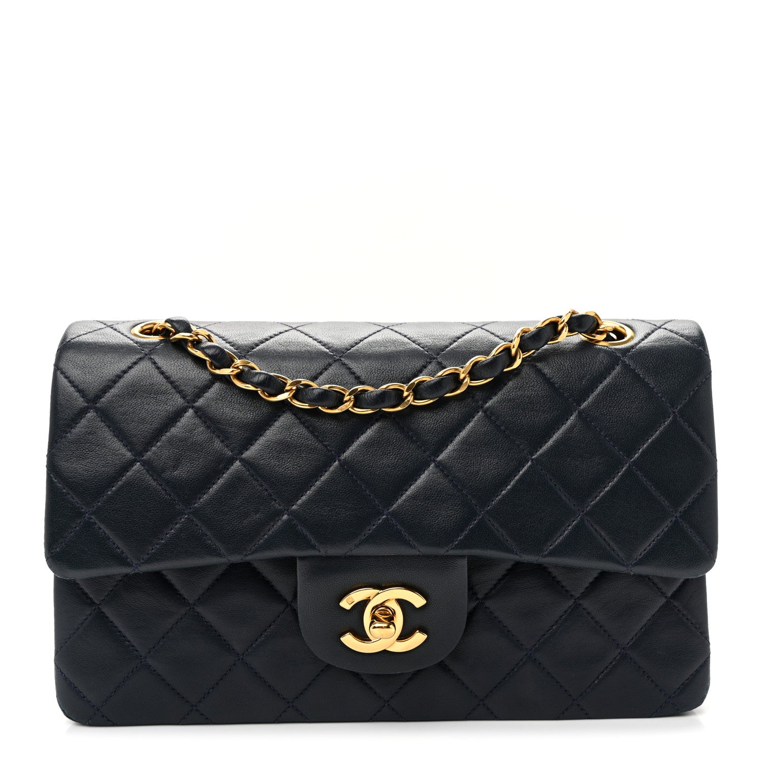 Chanel Lambskin Quilted Small Double Flap Navy 1 of 10
