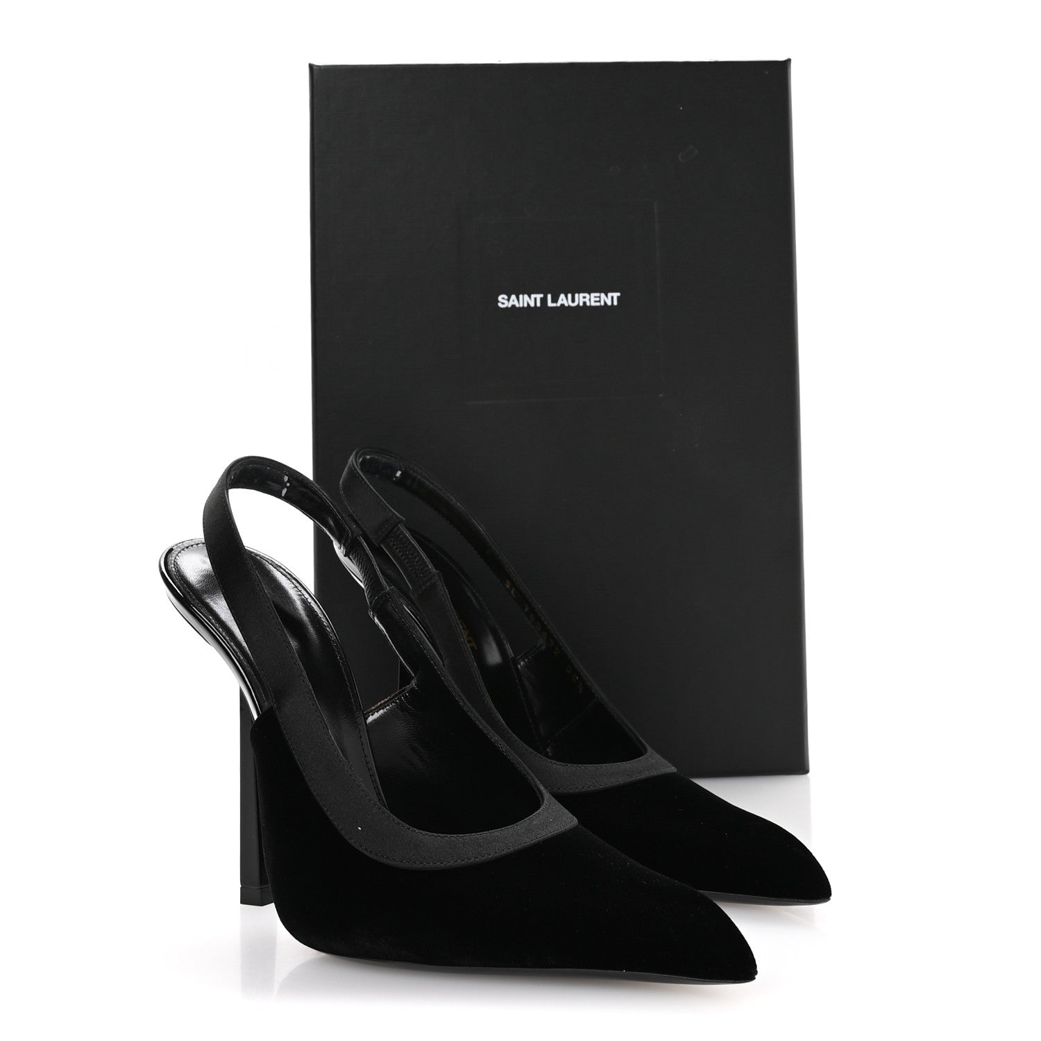Saint Laurent Velluto Master Raso Regale Victoire 115 Slingback Pumps 36.5 Black 9 of 9