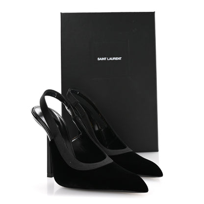 Saint Laurent Velluto Master Raso Regale Victoire 115 Slingback Pumps 36.5 Black 9 of 9