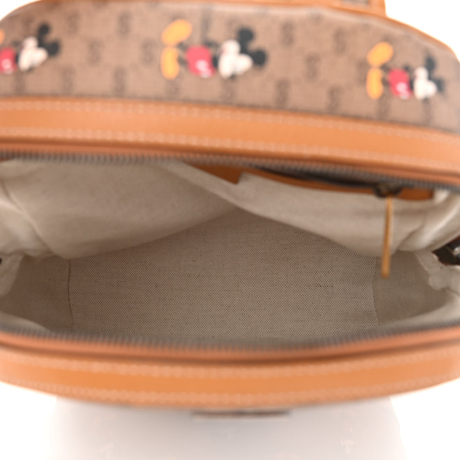Gucci X DISNEY Mini Vintage GG Supreme Monogram Mickey Mouse Small Dome Backpack Beige Vintage Sun Oil 5 of 8