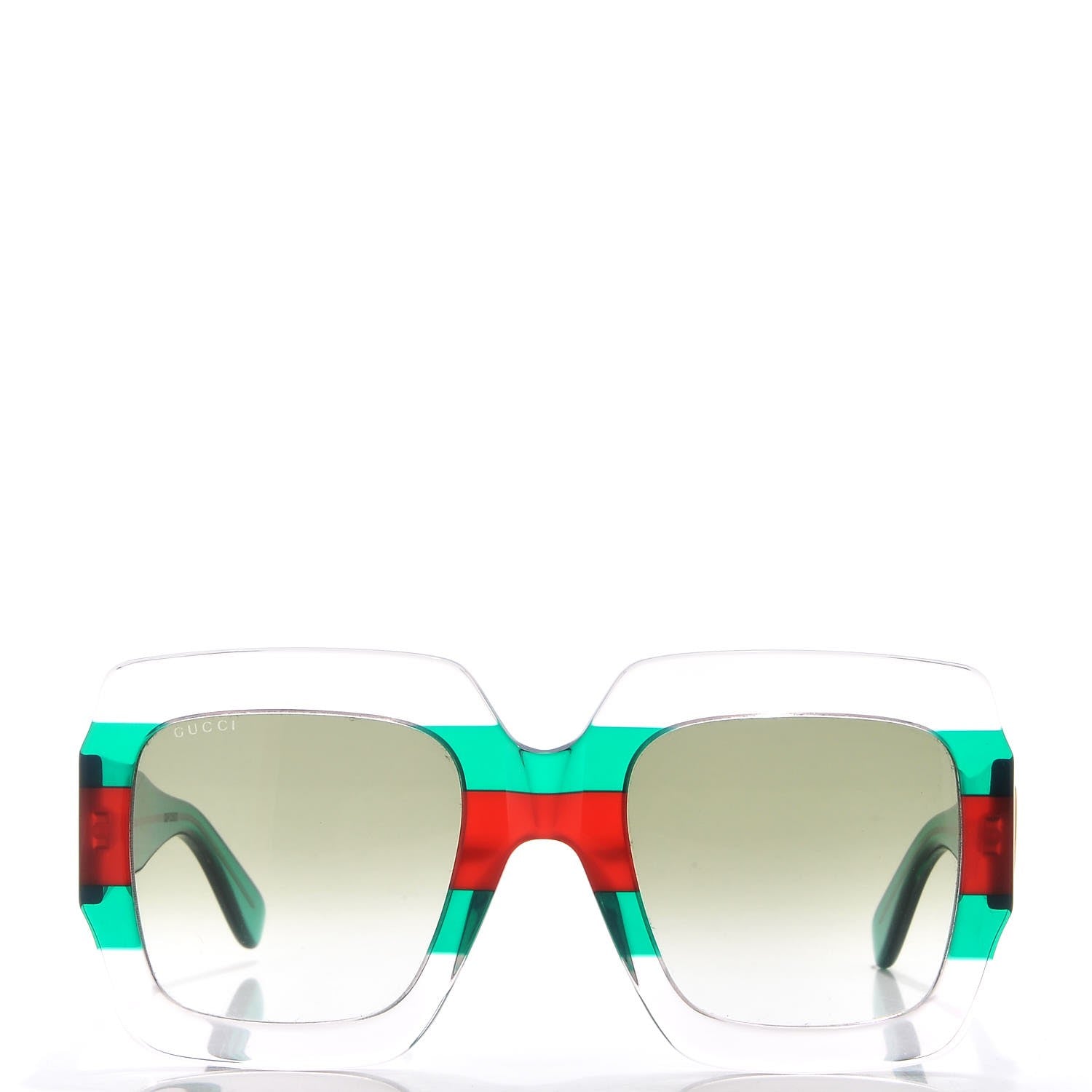Gucci Square Web Frame GG0178S Sunglasses Green Red 2 of 8