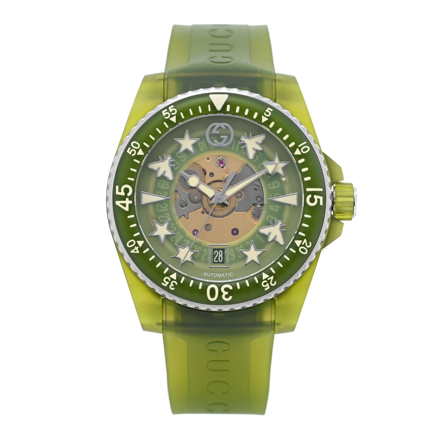 Stainless Steel Rubber 40mm Dive Quartz Watch Green