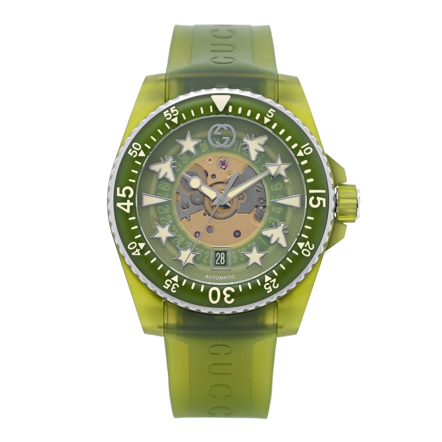 Gucci Stainless Steel Rubber 40mm Dive Quartz Watch Green 1 of 4