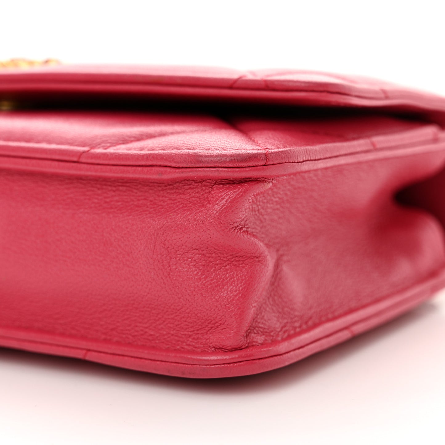Lambskin Quilted Chanel 19 Wallet On Chain WOC Dark Pink
