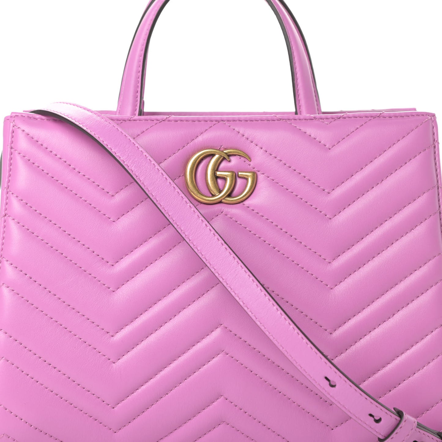 Calfskin Matelasse Small GG Marmont Tote Candy Mousse