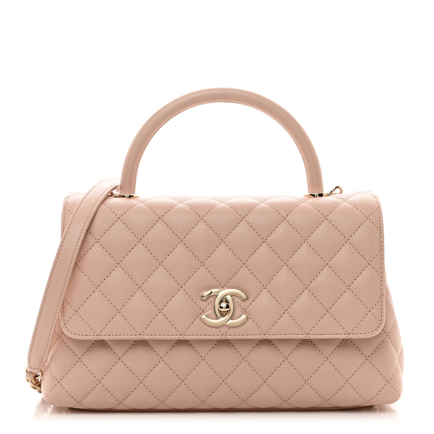 Caviar Quilted Small Coco Handle Flap Light Pink