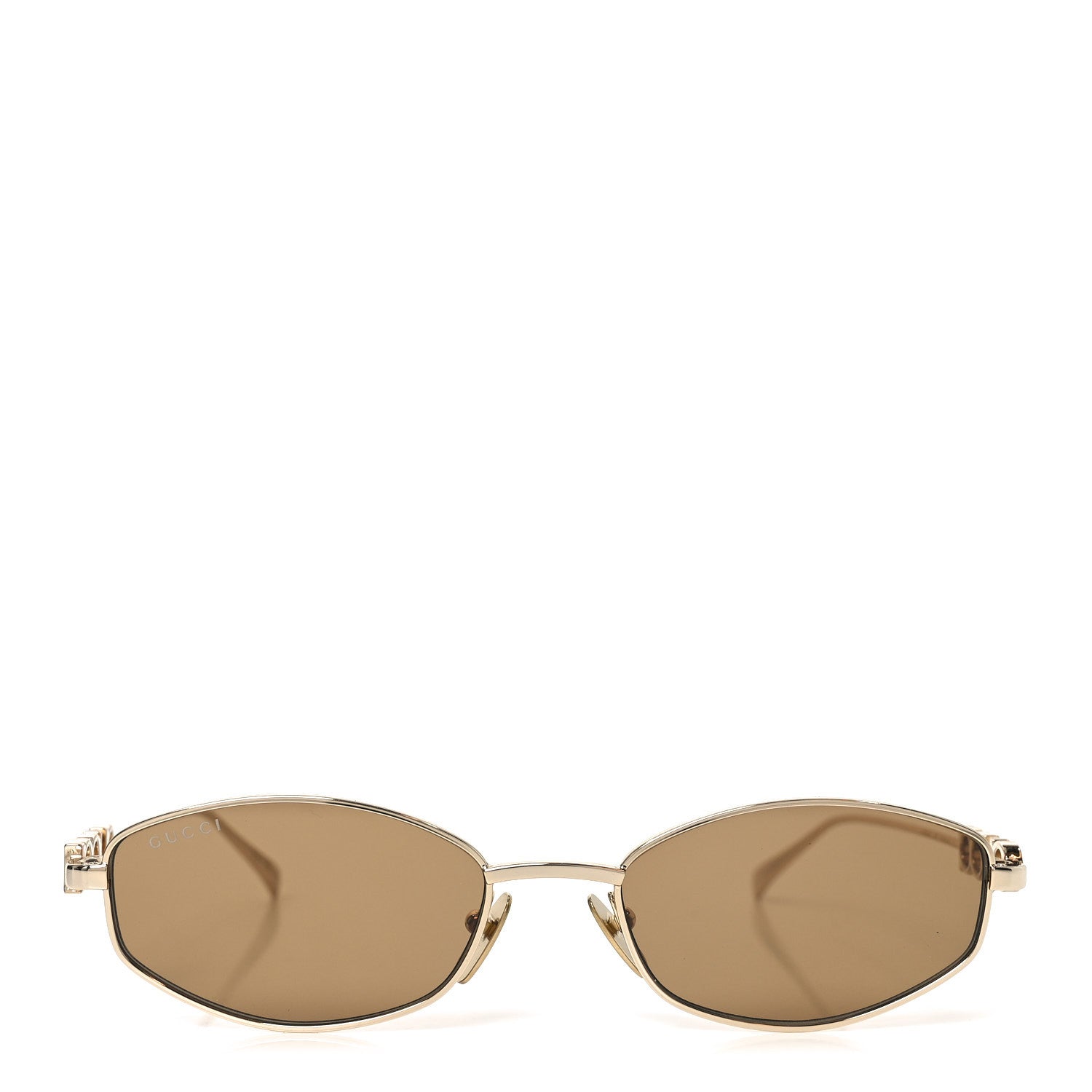 Gucci Metal Logo Oval Sunglasses GG1802S Gold 2 of 8