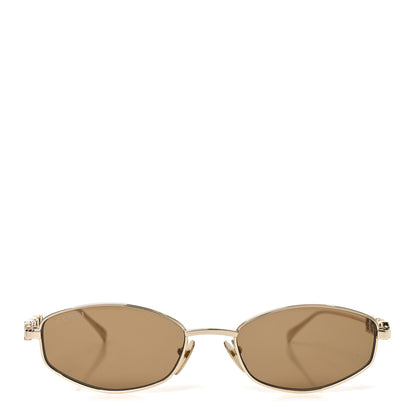 Gucci Metal Logo Oval Sunglasses GG1802S Gold 2 of 8