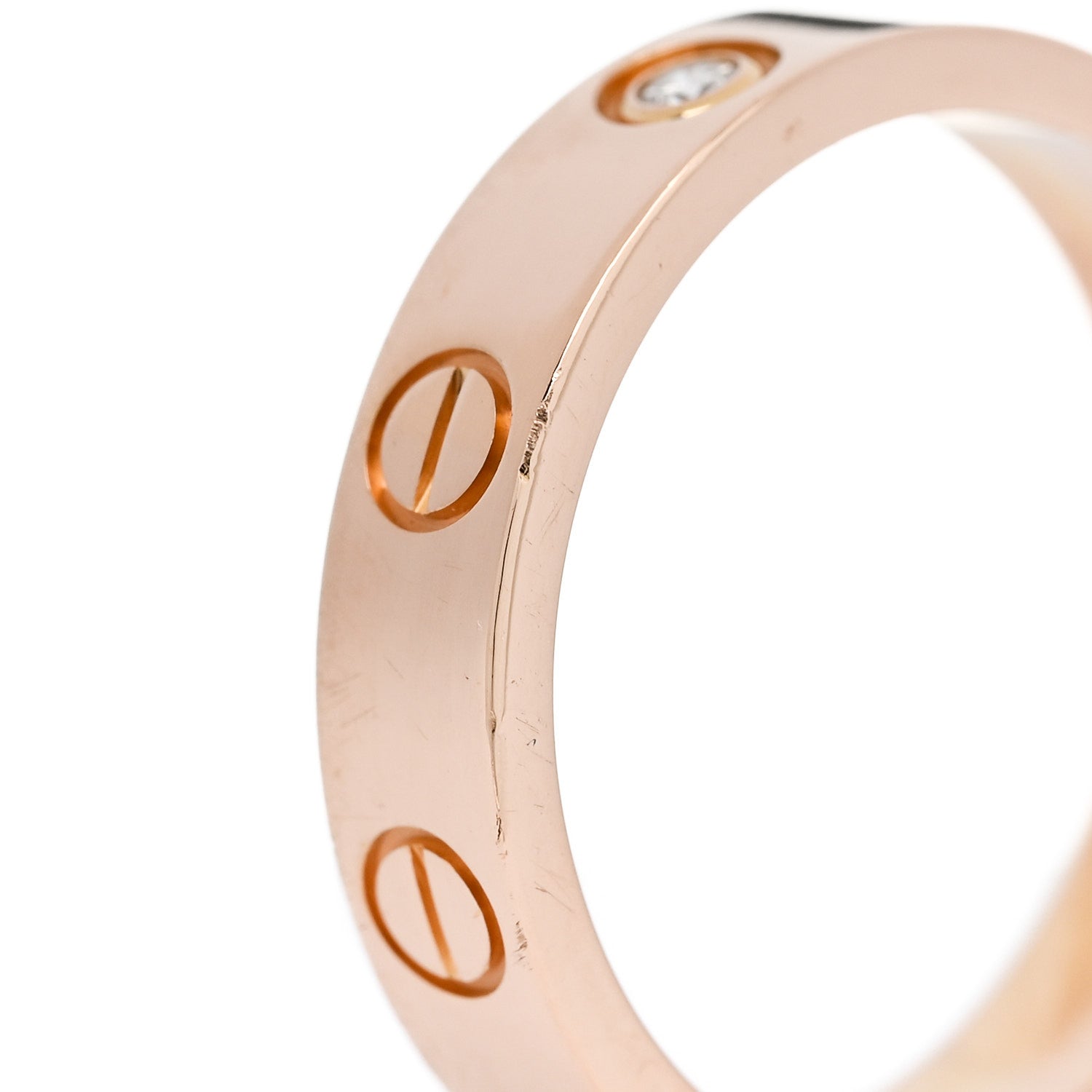 Cartier 18K Pink Gold Diamond 4mm LOVE Wedding Band Ring 50 5.25 5 of 5