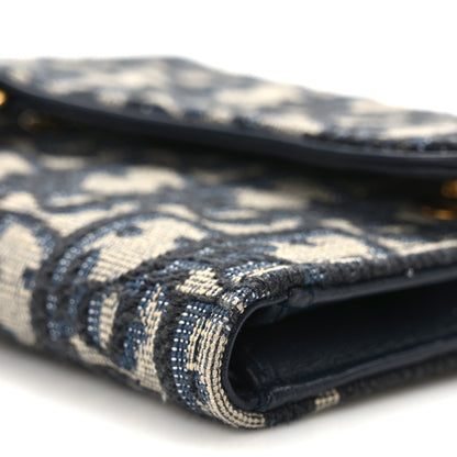 Christian Dior Oblique Saddle Lotus Wallet Blue 8 of 9