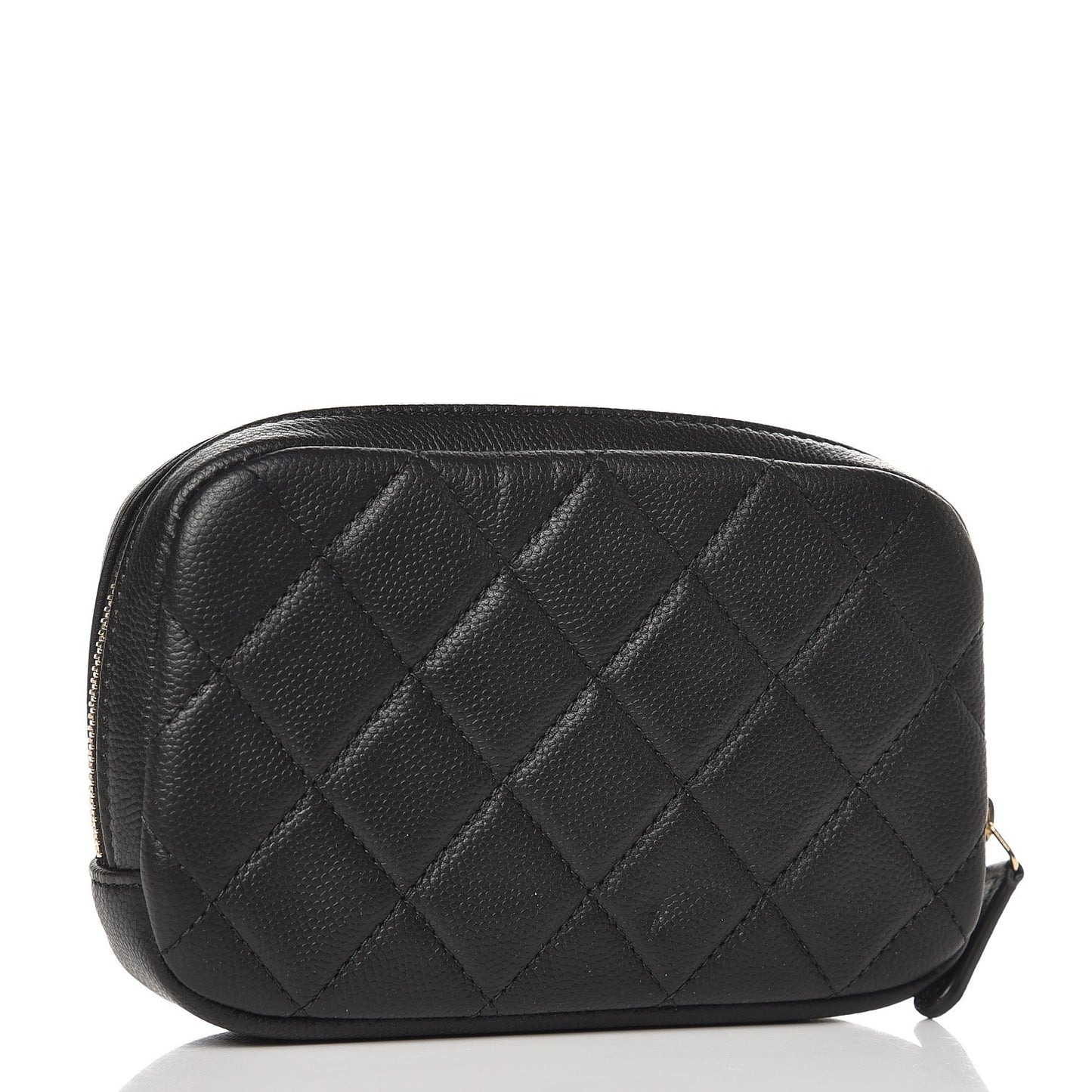 Caviar Quilted Small Curvy Pouch Cosmetic Case Black