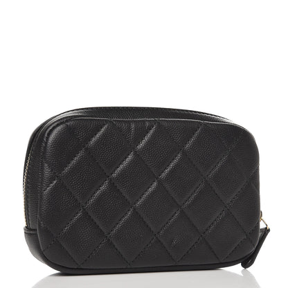 Chanel Caviar Quilted Small Curvy Pouch Cosmetic Case Black 3 of 7