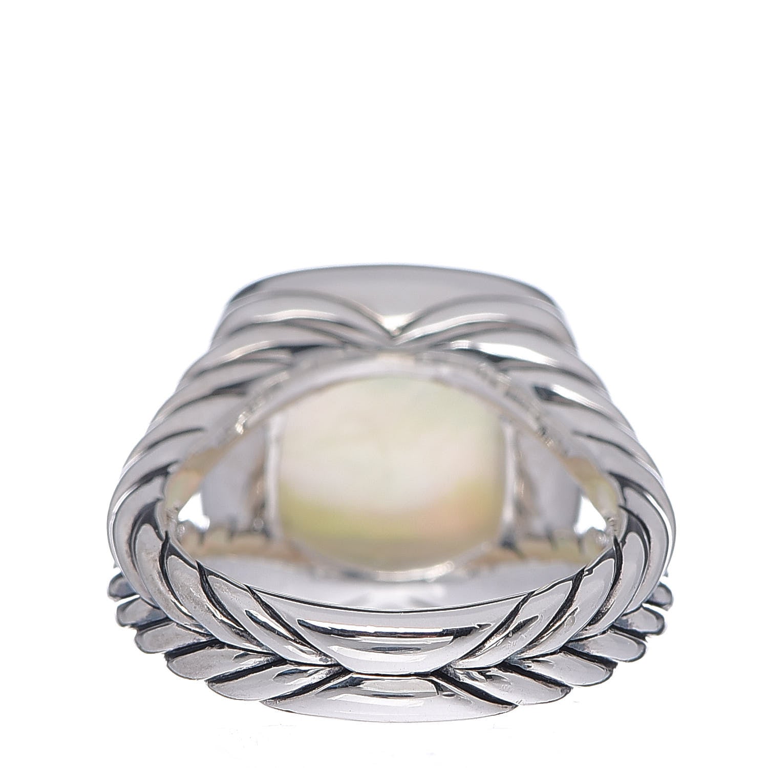 David Yurman Sterling Silver Diamond Mother of Pearl 11mm Albion Ring 52 6 5 of 6