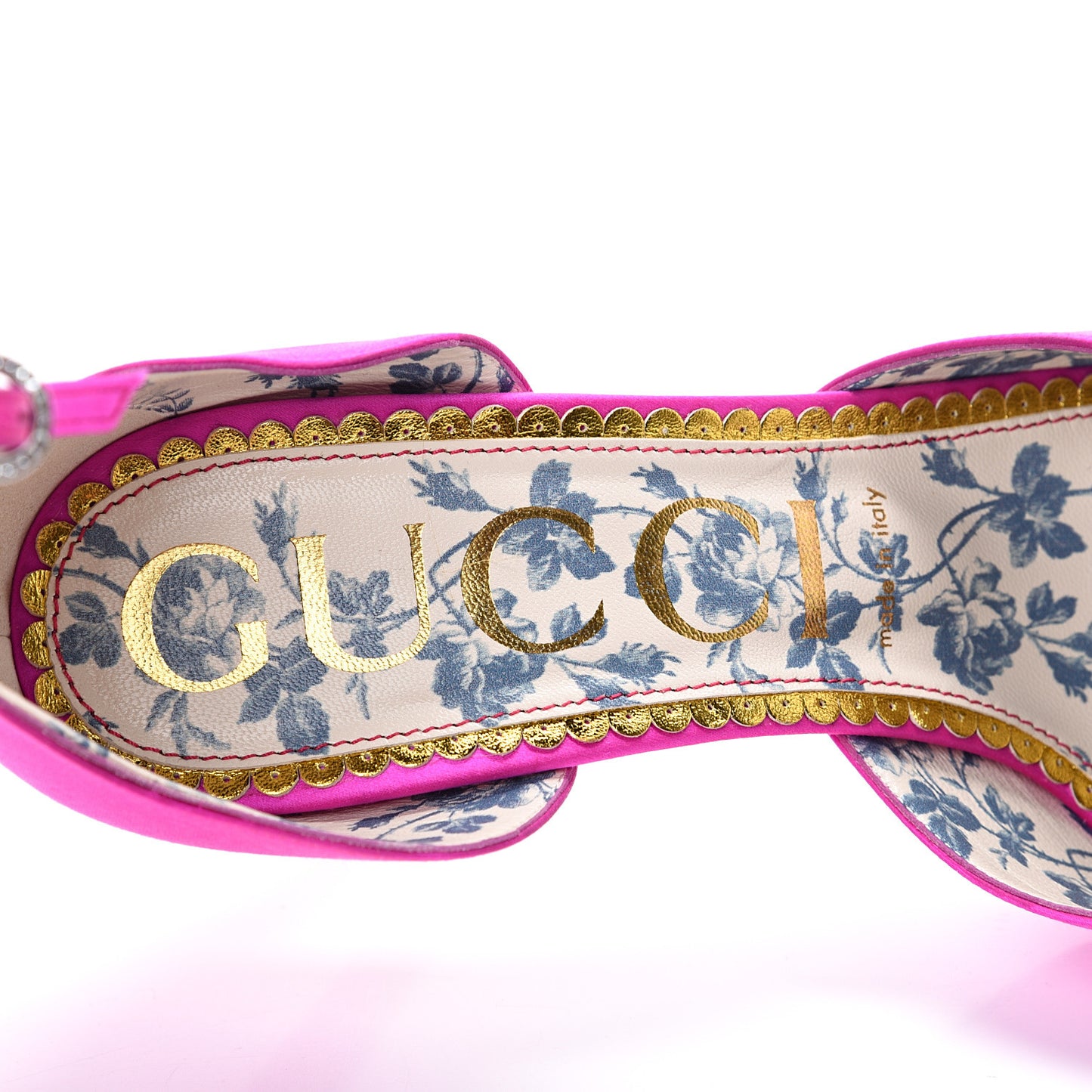 Satin Daisy Ankle Strap d'Orsay 105 Pumps 41 Fuchsia