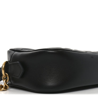 Gucci Calfskin Matelasse Mini GG Marmont Chain Shoulder Bag Black 9 of 10