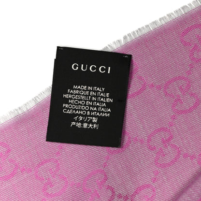 Gucci Wool Silk GG Monogram GGWeblong Fringe Scarf Shawl Zinc Pink 7 of 8