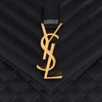 Saint Laurent Grain De Poudre Textured Mixed Matelasse Large Triquilt Monogram Satchel Black 8 of 13