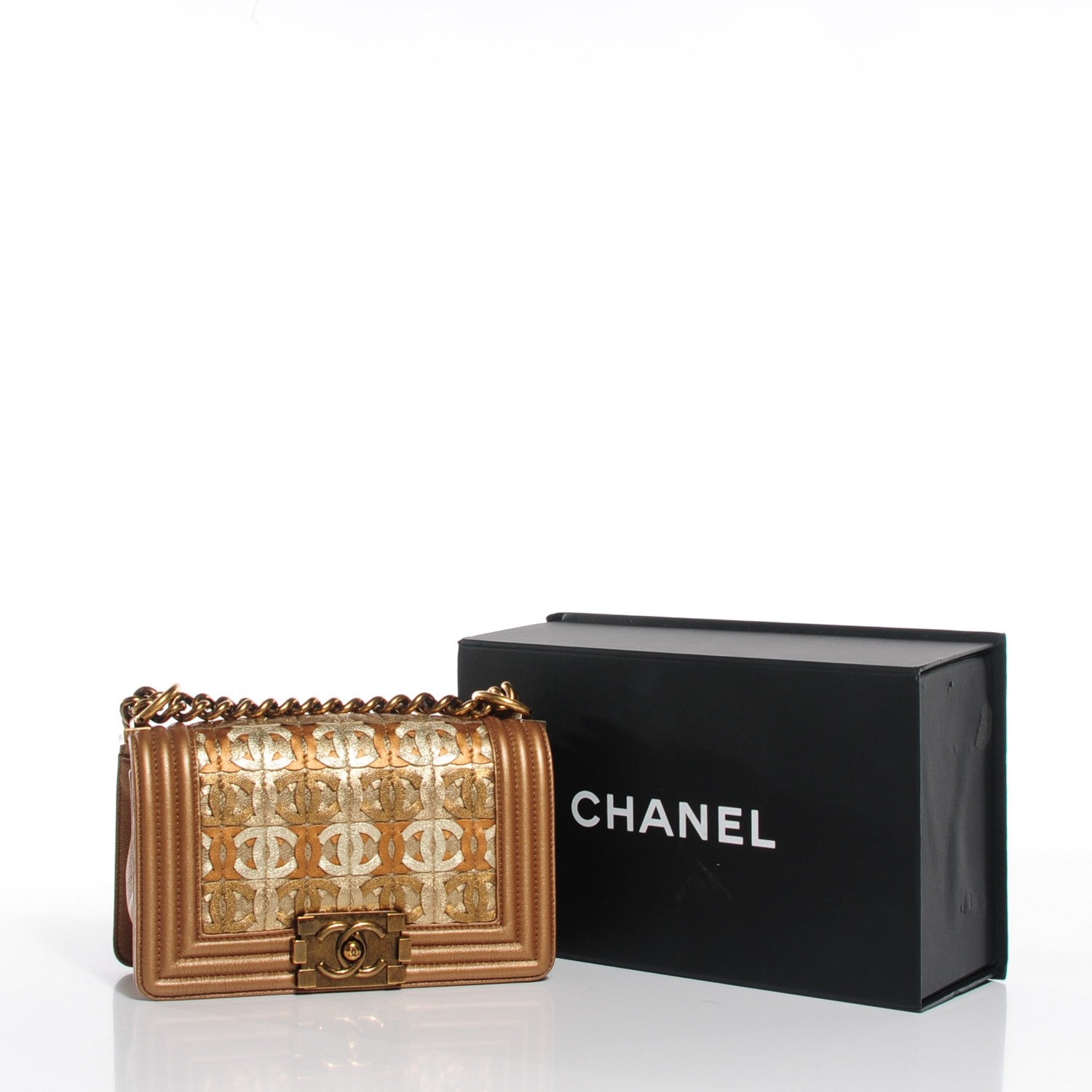 Chanel Metallic Lambskin Small Golden CC Boy Flap Gold 8 of 8