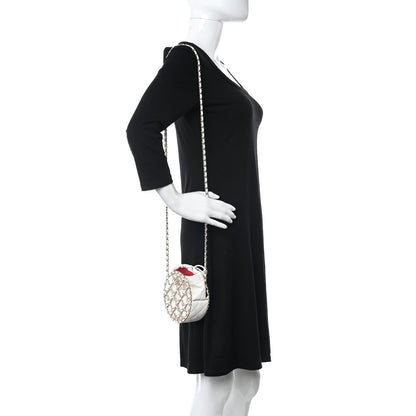 Chanel Lambskin Quilted Round Caged Chain Around Crossbody White 2 of 10