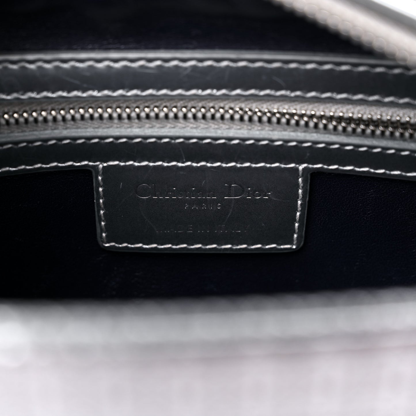 Metallic Patent Micro-Cannage Gradient Medium Lady Dior Silver Blue
