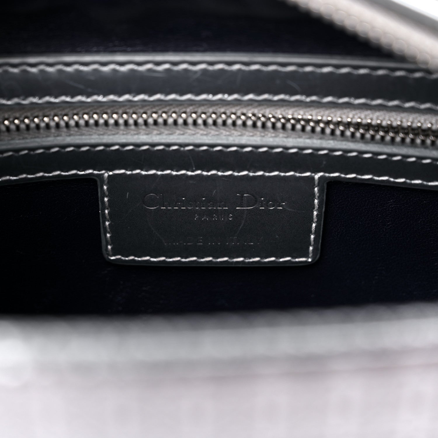 Christian Dior Metallic Patent Micro-Cannage Gradient Medium Lady Dior Silver Blue 5 of 17
