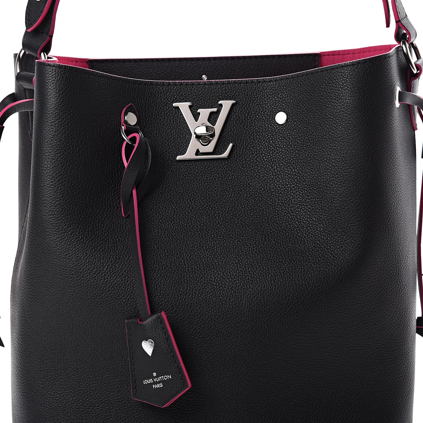 Calfskin Lockme Bucket Black
