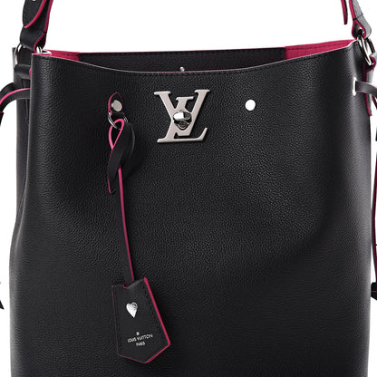Louis Vuitton Calfskin Lockme Bucket Black 7 of 9