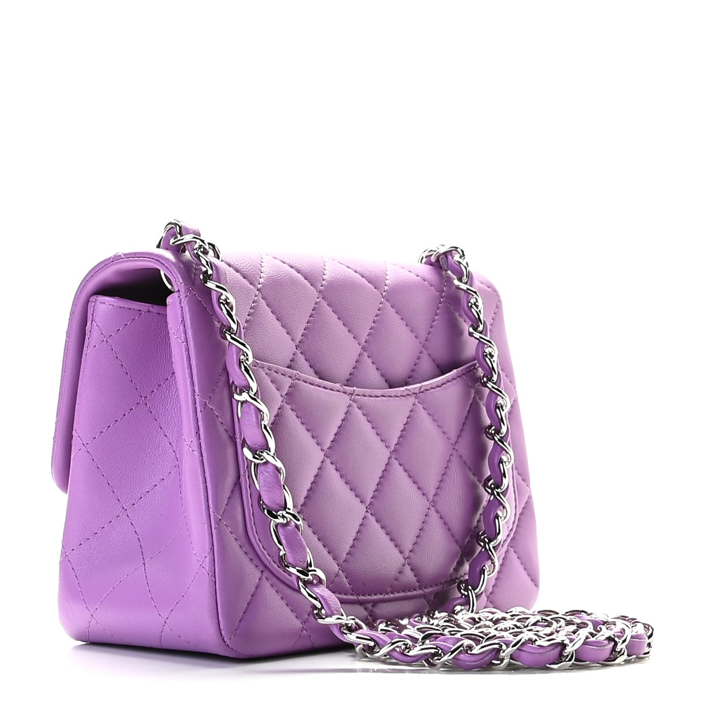 Lambskin Quilted Mini Square Flap Purple
