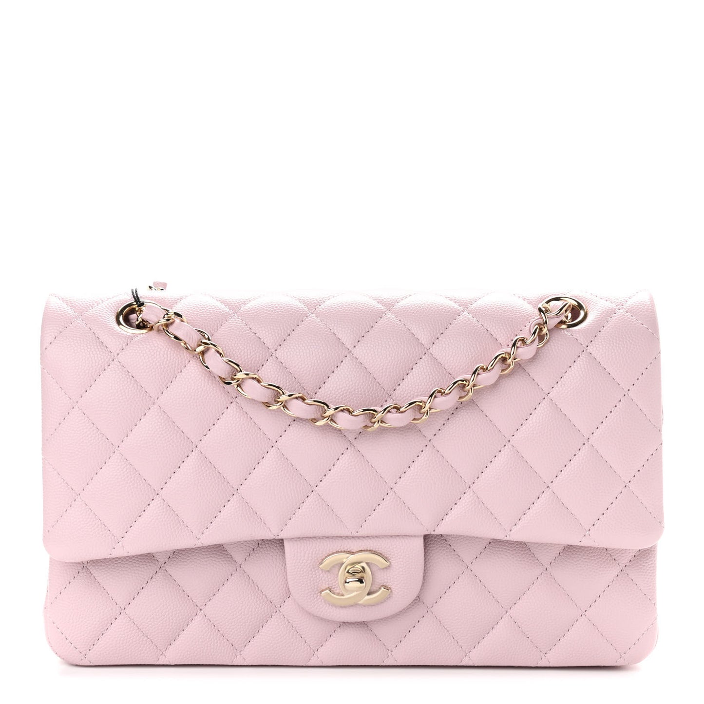 Caviar Quilted Medium Double Flap Light Pink