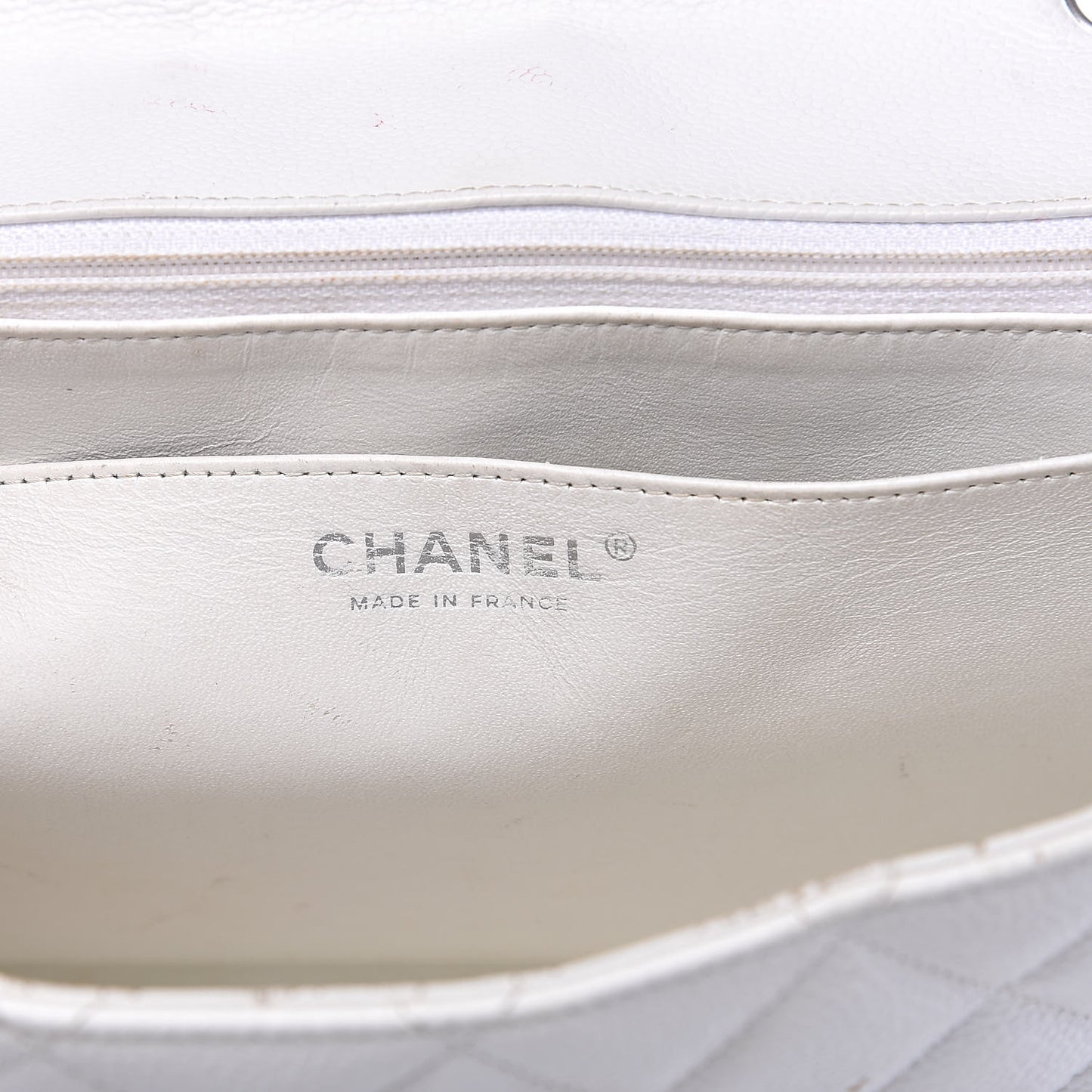 Caviar Quilted Jumbo Single Flap White